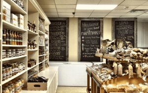 aisle of Top market grocery with big chalk boards at the back | Top Local Destinations To Visit This Summer on The Dumfries Summer Trail